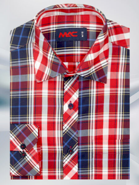 Cotton yarn dyed red check