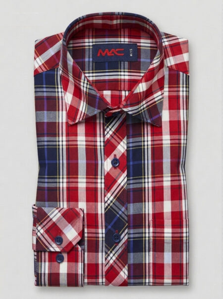 Cotton yarn dyed red check