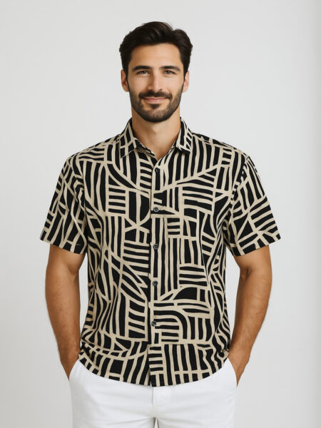 Printed Linen Half Shirt