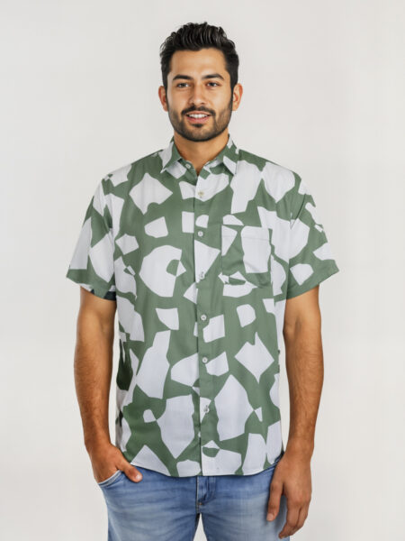 Printed Linen Half Shirt