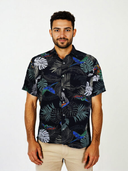 Printed Linen Half Shirt