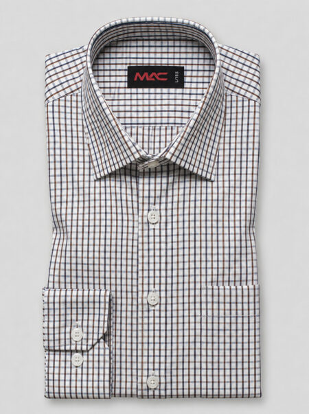 Cotton brown & blue check